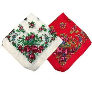 2 Vintage Paris Accessories 100% Virgin Wool Scarves Made in Japan 25” Square